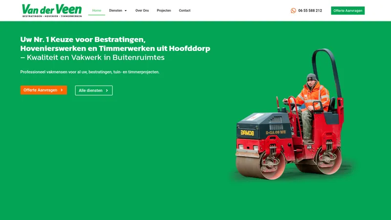 Website van Van der Veen Hovenier & Sierbestrating