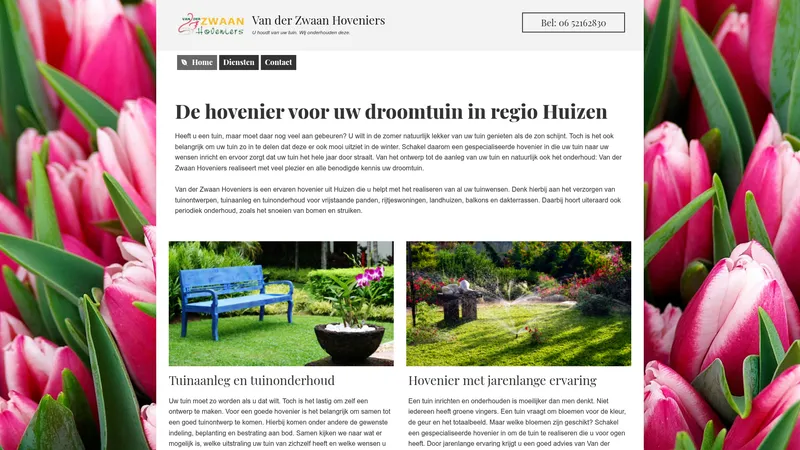 Website van Van der Zwaan Hoveniers
