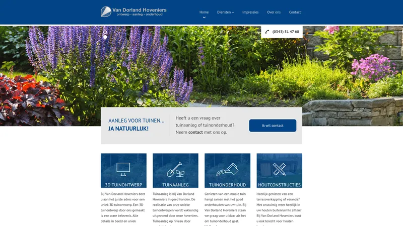 Website van Van Dorland Hoveniers