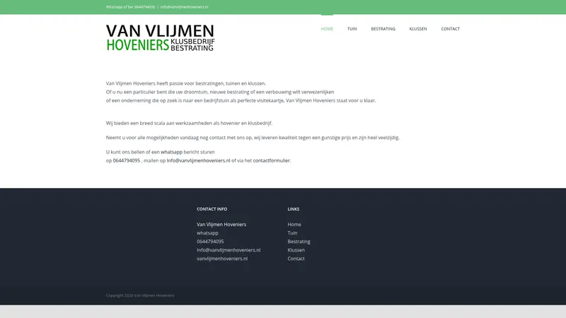 Website van Van Vlijmen Hoveniers