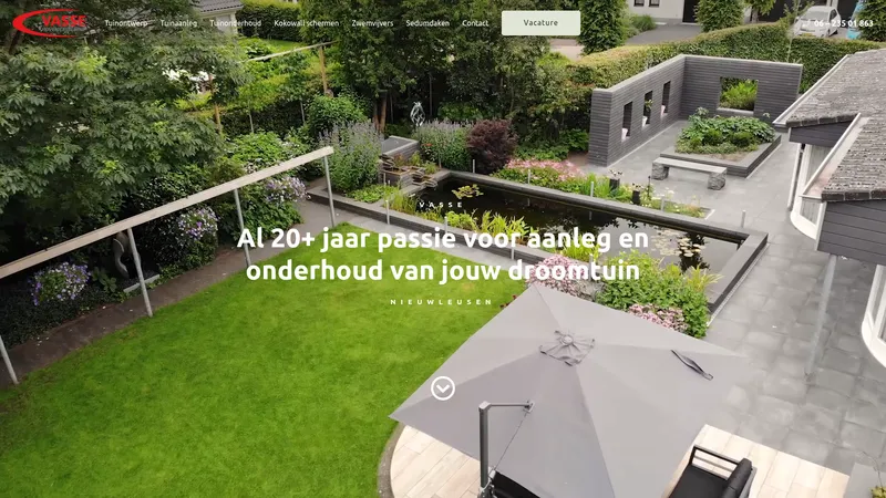 Website van Vasse Hoveniersbedrijf