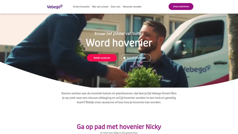 Website van Vebego Groen