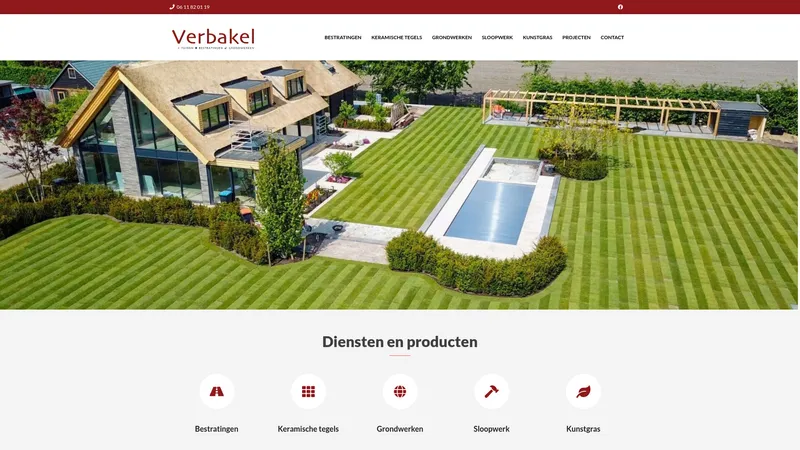 Website van Verbakel Tuinen Bestratingen en Grondwerken