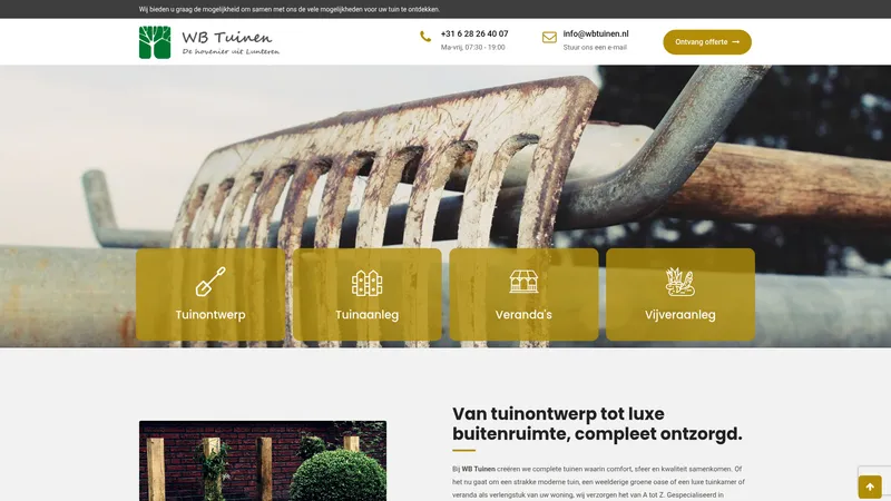 Website van WB Tuinen DA