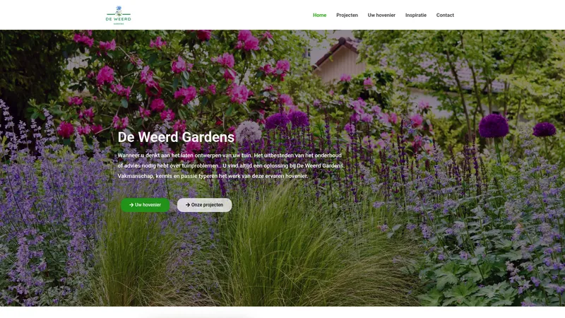 Website van Welkom bij De Weerd Gardens - Tuinontwerp, tuinadvies en tuinonderhoud